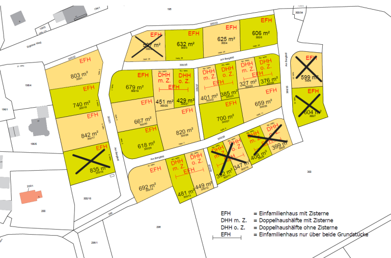 Bauplatzverkauf Bergfeld Treidelheim Übersichtsplan